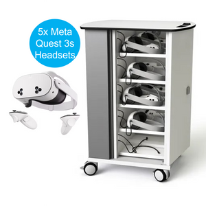 Meta Quest 3S VR Headsets with Charging and Storage Cart Bundle