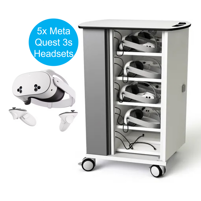Meta Quest 3S VR Headsets with Charging and Storage Cart Bundle