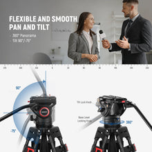 Load image into Gallery viewer, NEEWER TP74 74&quot; 187cm Pro Video Tripod with Fluid Head