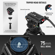 Load image into Gallery viewer, NEEWER TP74 74&quot; 187cm Pro Video Tripod with Fluid Head