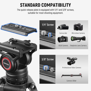 NEEWER TP74 74" 187cm Pro Video Tripod with Fluid Head