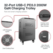 Load image into Gallery viewer, Shintaro 32-Port USB-C PD3.0 2000W GaN Charging Trolley for Smartphone, Tablet, &amp; Notebook Devices &amp; Smart Power Management via InnovateCharger App