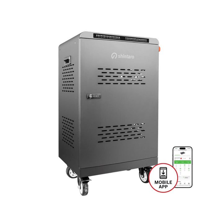 Shintaro 32-Port USB-C PD3.0 2000W GaN Charging Trolley for Smartphone, Tablet, & Notebook Devices & Smart Power Management via InnovateCharger App