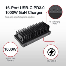 Load image into Gallery viewer, Shintaro 16-Port USB-C PD3.0 1000W GaN Charging Dock for Smartphone, Tablet, &amp; Notebook Devices &amp; Smart Power Management via InnovateCharger App