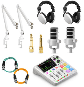 White Premium Rode PodCaster Duo Starter Kit (2 users)