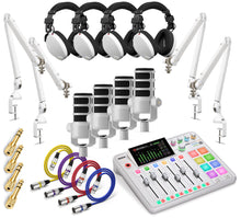 Load image into Gallery viewer, White Premium Rode PodCaster Pro II &amp; PodMic Complete Set (4 users)