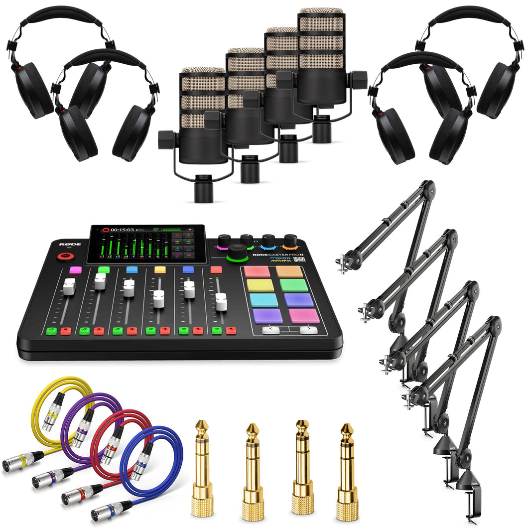 Premium Rode PodCaster Pro II & PodMic Complete Set (4 users)