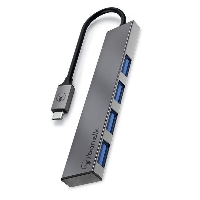 Bonelk USB-C to 4 Port USB 3.0 Slim Hub (Space Grey)